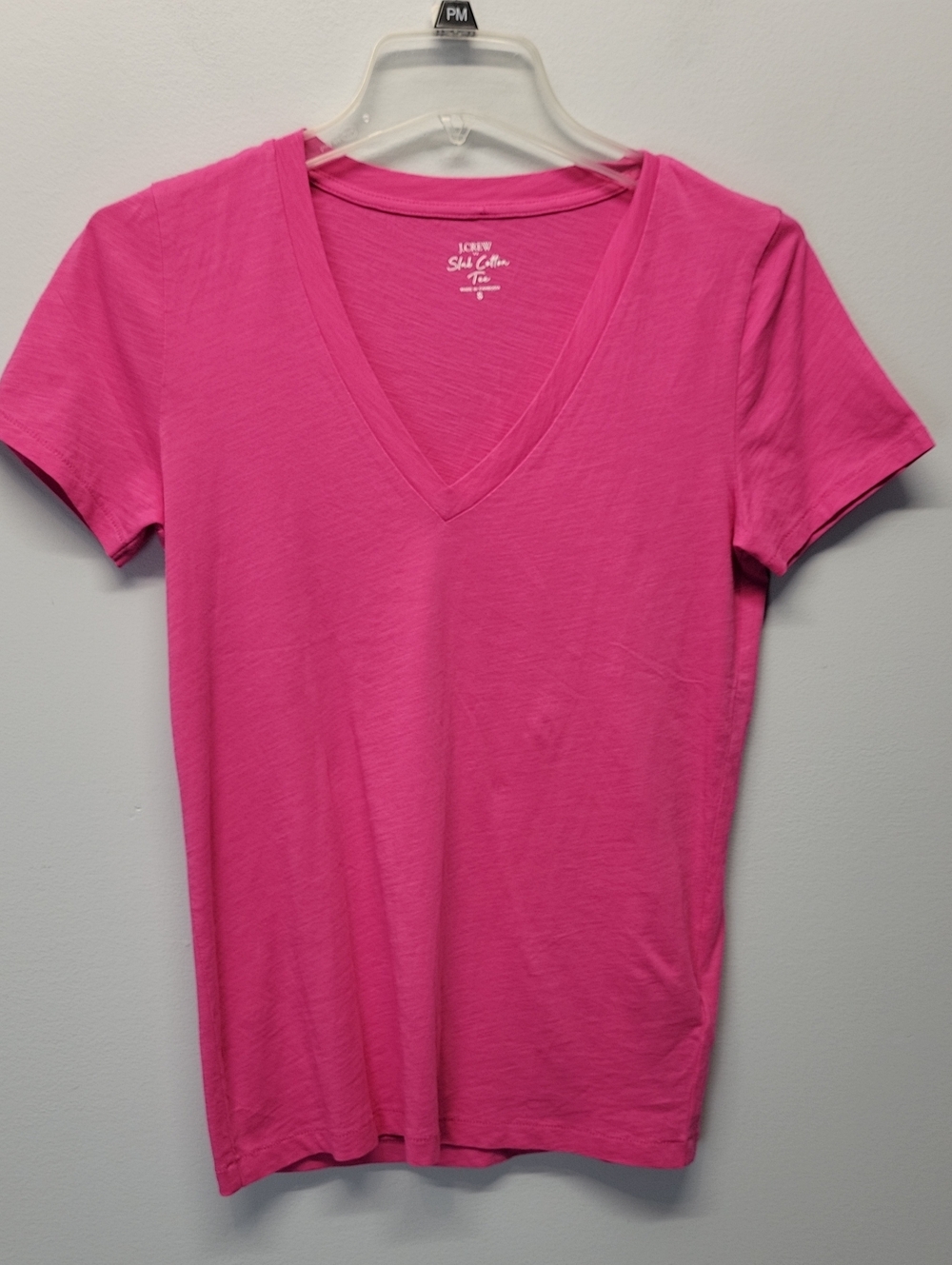 H5967 J. Crew pink v-neck slub cotton tee shirt size Small